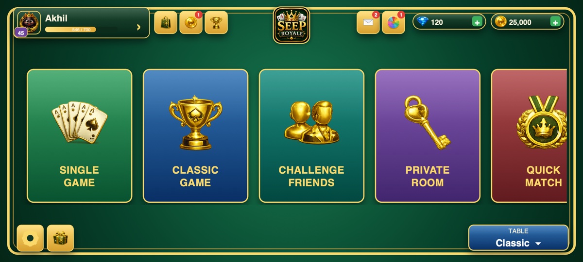 Seep Royale — main menu